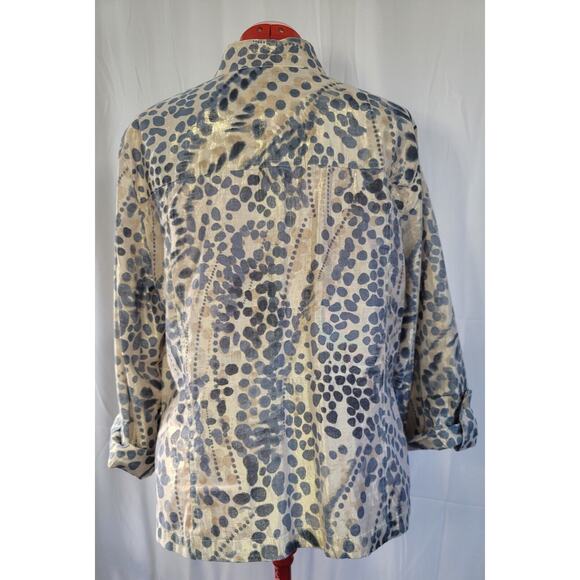 Flat Pearl Style Button Up Animal Print Long Sleeve Top Size Large - Picture 5 of 10